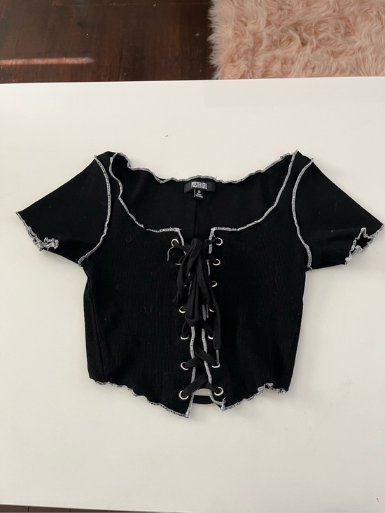 Dolls Kill Tops - Poster Girl Lace Up Black Crop top sz small